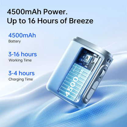 Portable Neck Fan 4500Mah Battery with 100 Wind Speed Wearable Waist Fan with LED Display Ultra-Lightweight Fashion Fan
