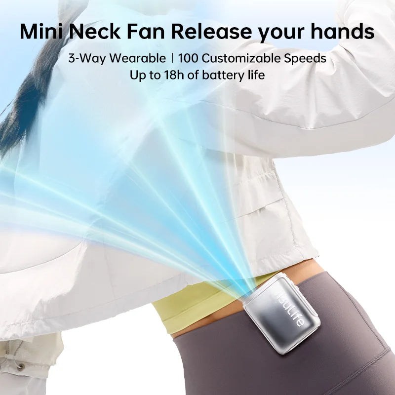 Portable Neck Fan 4500Mah Battery with 100 Wind Speed Wearable Waist Fan with LED Display Ultra-Lightweight Fashion Fan