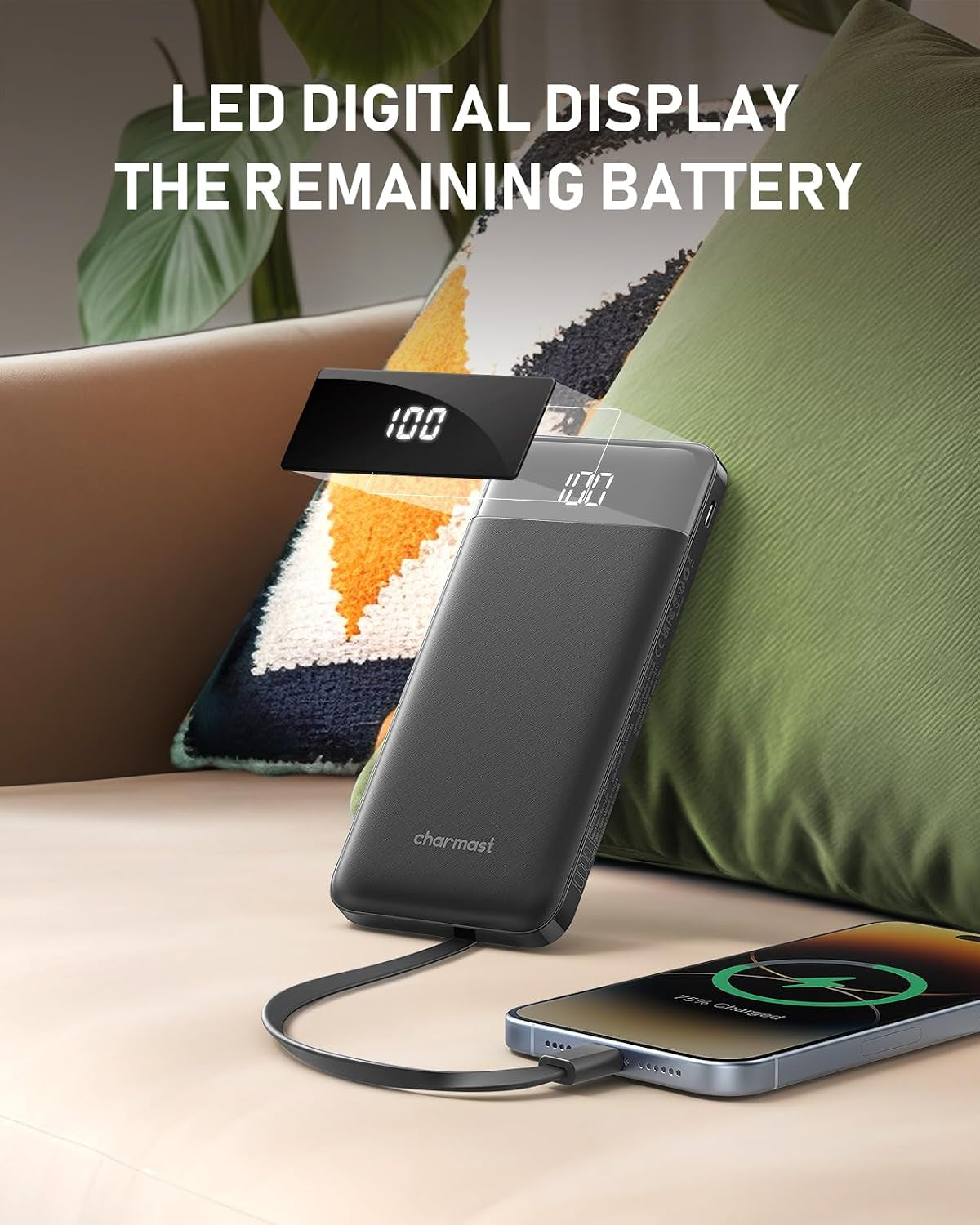 10000Mah Portable Charger with Built in Cables, 22.5W Travel Essential Power Bank Fast Charging, USB C Battery Pack for Iphone 17/16/15/14/13/12/11 Series, Ipad, Samsung, Android, Tablet
