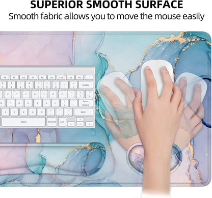 Desk Mat, Extended Mouse Pad with Wrist Rest, 4-In-1 Large Mouse Pads for Desk, Keyboard Pad and Keyboard Wrist Rest Gaming Keyboard Mat for Office, Home