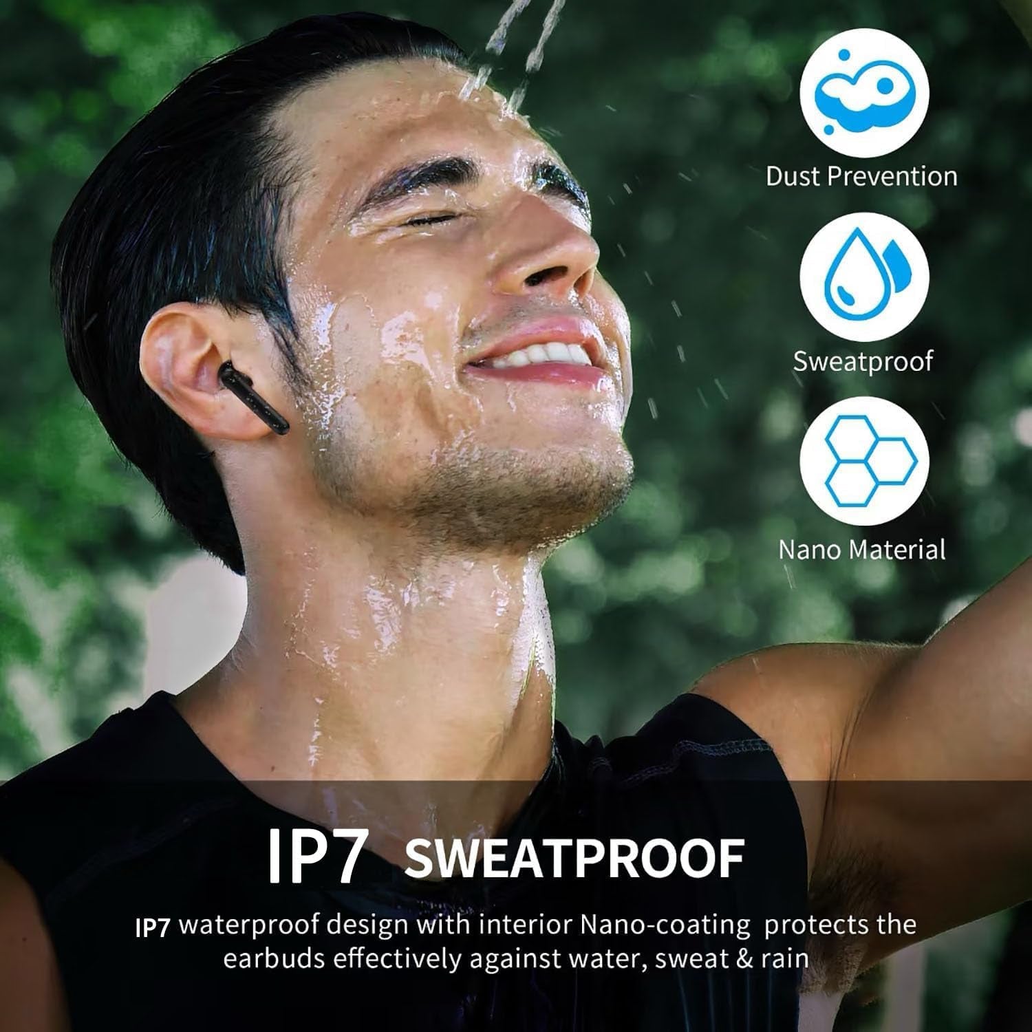 Wireless Earbuds,Bluetooth 5.3 Headphones Noise Canceling,In-Ear Wireless Headphones, Stereo Bass Ear Buds,Px7 Waterproof, Touch Control,50H Playtime Ear Buds with Mic,Compatible with Ios/ Android