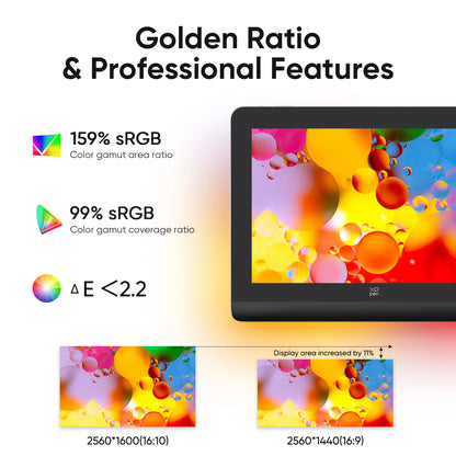Artist Pro 16 (Gen 2) Graphics Tablet Monitor 16-Inch Drawing Display 16K Pressure Levels 2.5K Resolution Windows Android