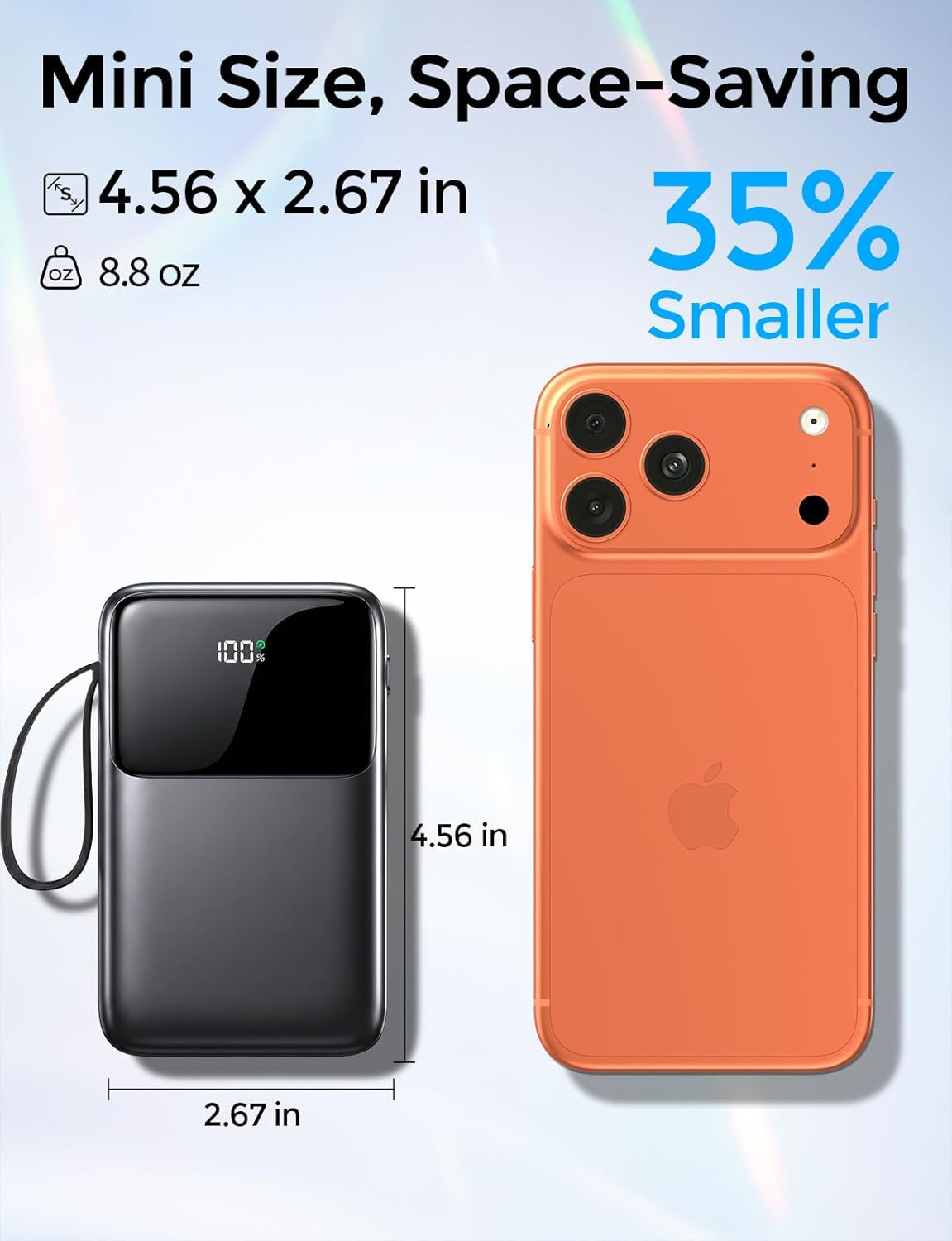 Power Bank, 15000Mah Portable Charger with Built in Cable, 22.5W Fast Charging,