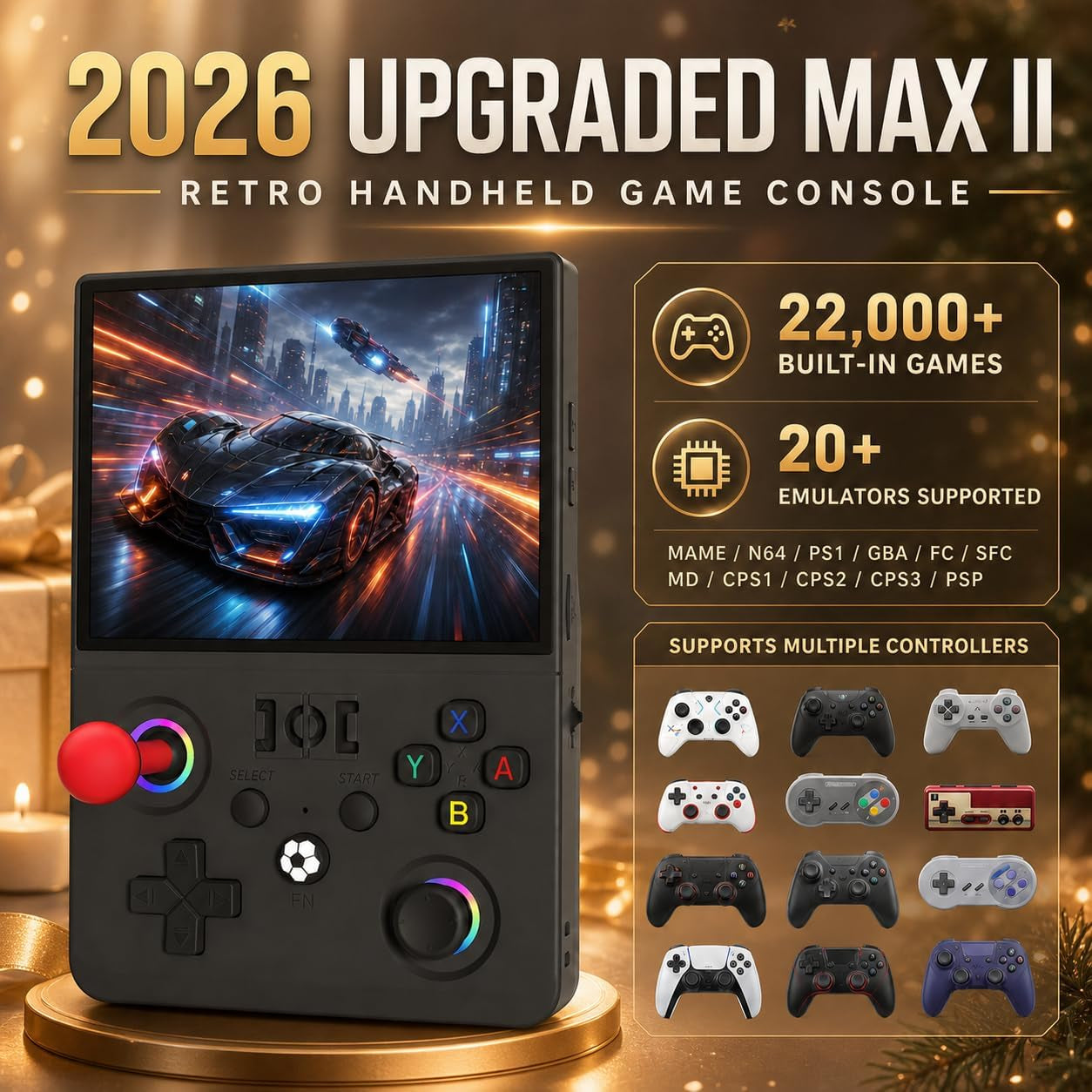 R36MAX II Retro Handheld Game Console, 4.5-Inch 1024X768 IPS Screen, 128GB 22000+ Classic Games, Open Source Linux System, 4000Mah Battery, Dual Arcade Joysticks (Violet Purple)
