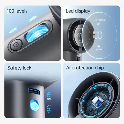 New Upgrade Portable Fan Pro1S 2025,100 Levels,Led Display,5000Mah Rechargeable,Travel Essentials,Personal Handheld Fan
