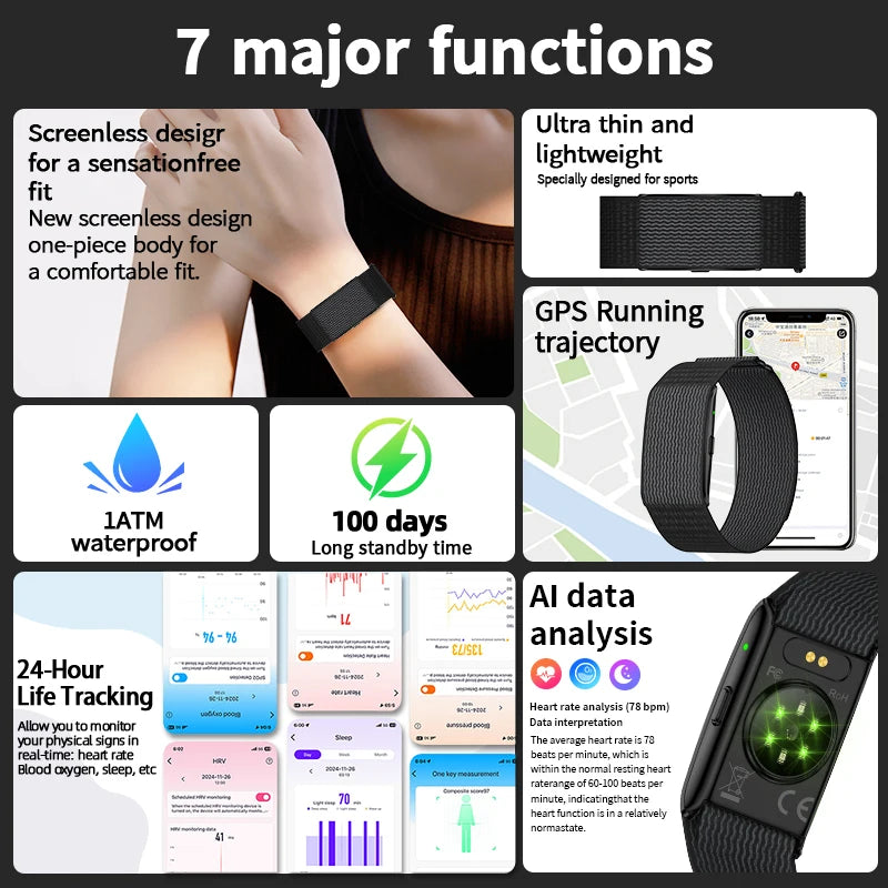 New GPS Sports Smart Bracelet Men AI Healthy Blood Pressure Fitness Tracker Pedometer Call Reminder Smartwatch Band Women