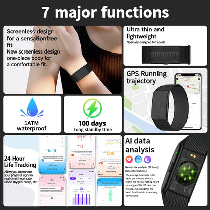 New GPS Sports Smart Bracelet Men AI Healthy Blood Pressure Fitness Tracker Pedometer Call Reminder Smartwatch Band Women