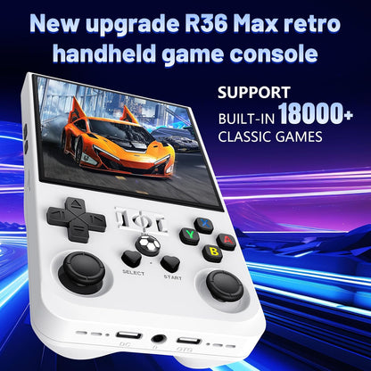 R36MAX Retro Handheld Game Console, 4.0-Inch IPS Display, 720X720 Resolution, Linux System, 64GB Support 18,000+ Classic Games, 4000Mah Battery, with Portable Case(White 64GB)