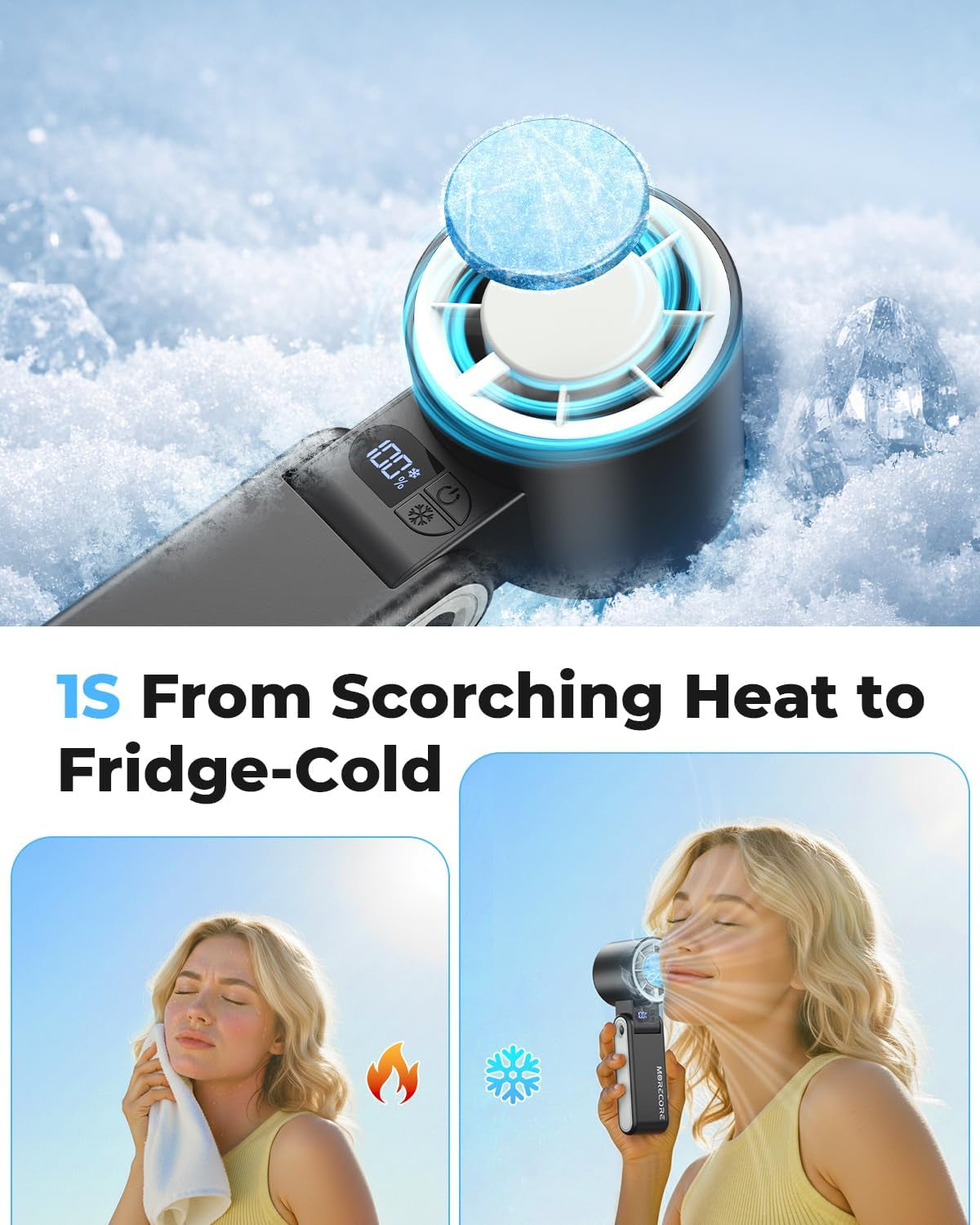 Portable Handheld Fan with Ice Cooler, [Instant Chill to 50℉], Gifts for Men Mom Women Grandma Girl Her Hot Flash, 5000Mah Cooling Fan, Camping/Cruise/Soccer Game/Travel Essentials 2026