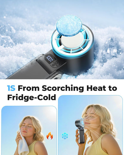 Portable Handheld Fan with Ice Cooler, [Instant Chill to 50℉], Gifts for Men Mom Women Grandma Girl Her Hot Flash, 5000Mah Cooling Fan, Camping/Cruise/Soccer Game/Travel Essentials 2026