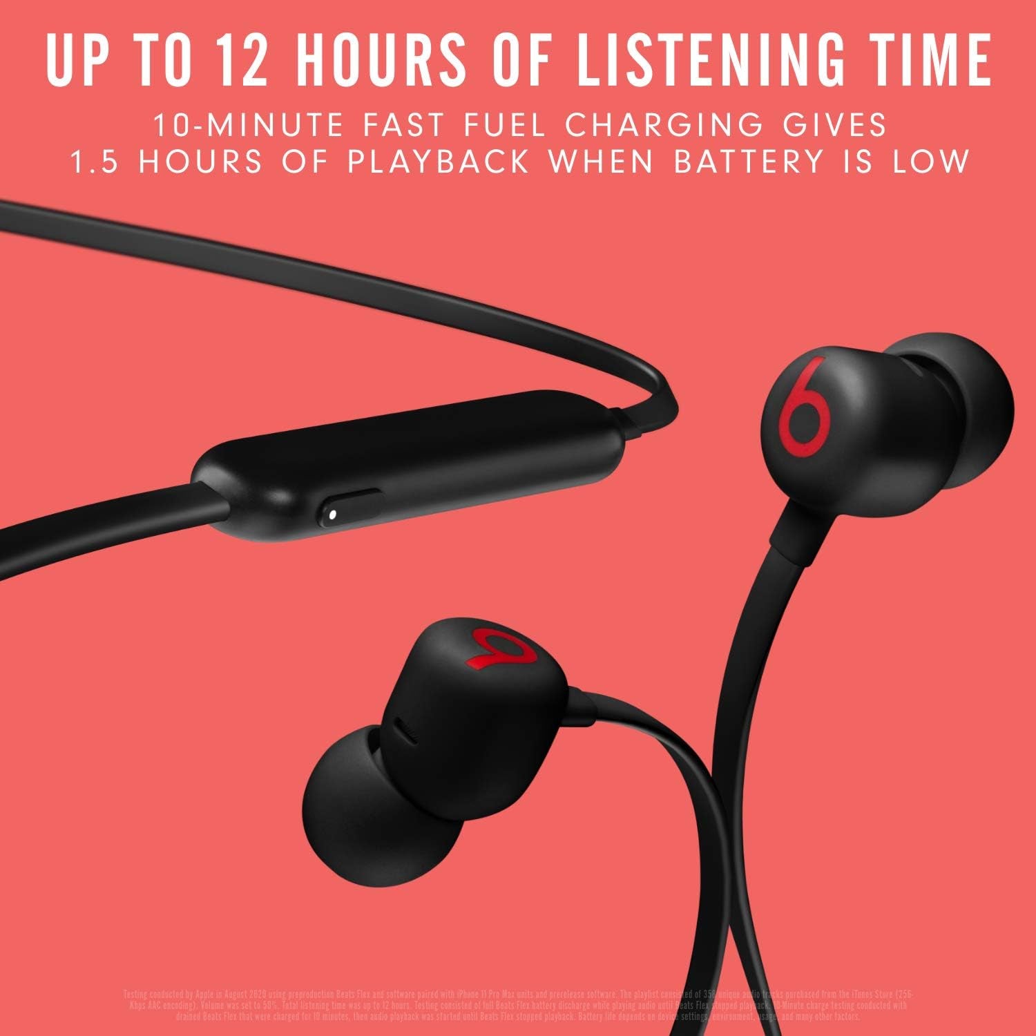 Flex Wireless Earbuds - Apple W1 Headphone Chip, Magnetic Earphones, Class 1 Bluetooth, 12 Hours of Listening Time, Built-In Microphone - Black