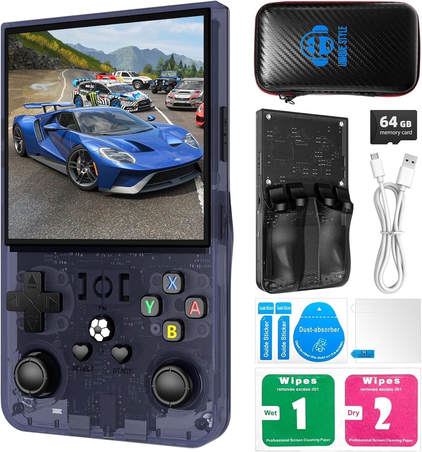R36MAX Retro Handheld Game Console, 4.0 Inch 720X720 IPS Screen, 128GB Built-In 22000+ Classic Game, Portable Hand Held Open Source Linux System, 4000Mah Battery Retro Gaming Console(Gray 128GB)