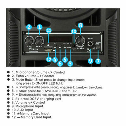 3000W Portable Bluetooth Speaker Sub Woofer Heavy Bass Sound System Party+Remote
