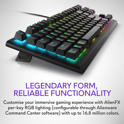 Low-Profile RGB Gaming Keyboard AW510K, Alienfx per Key RGB LED Color Backlighting, Media CONTROLS & USB Passthrough, Cherry MX Low Profile Red Switches