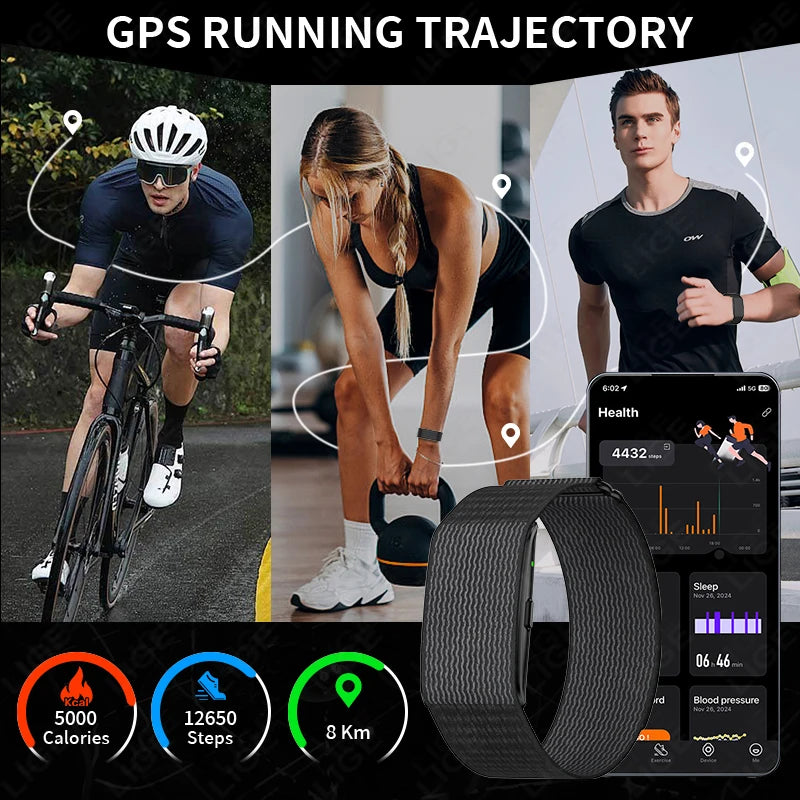New GPS Sports Smart Bracelet Men AI Healthy Blood Pressure Fitness Tracker Pedometer Call Reminder Smartwatch Band Women