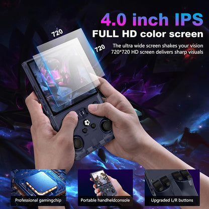 R36MAX Retro Handheld Game Console, 4.0 Inch 720X720 IPS Screen, 128GB Built-In 22000+ Classic Game, Portable Hand Held Open Source Linux System, 4000Mah Battery Retro Gaming Console(Gray 128GB)