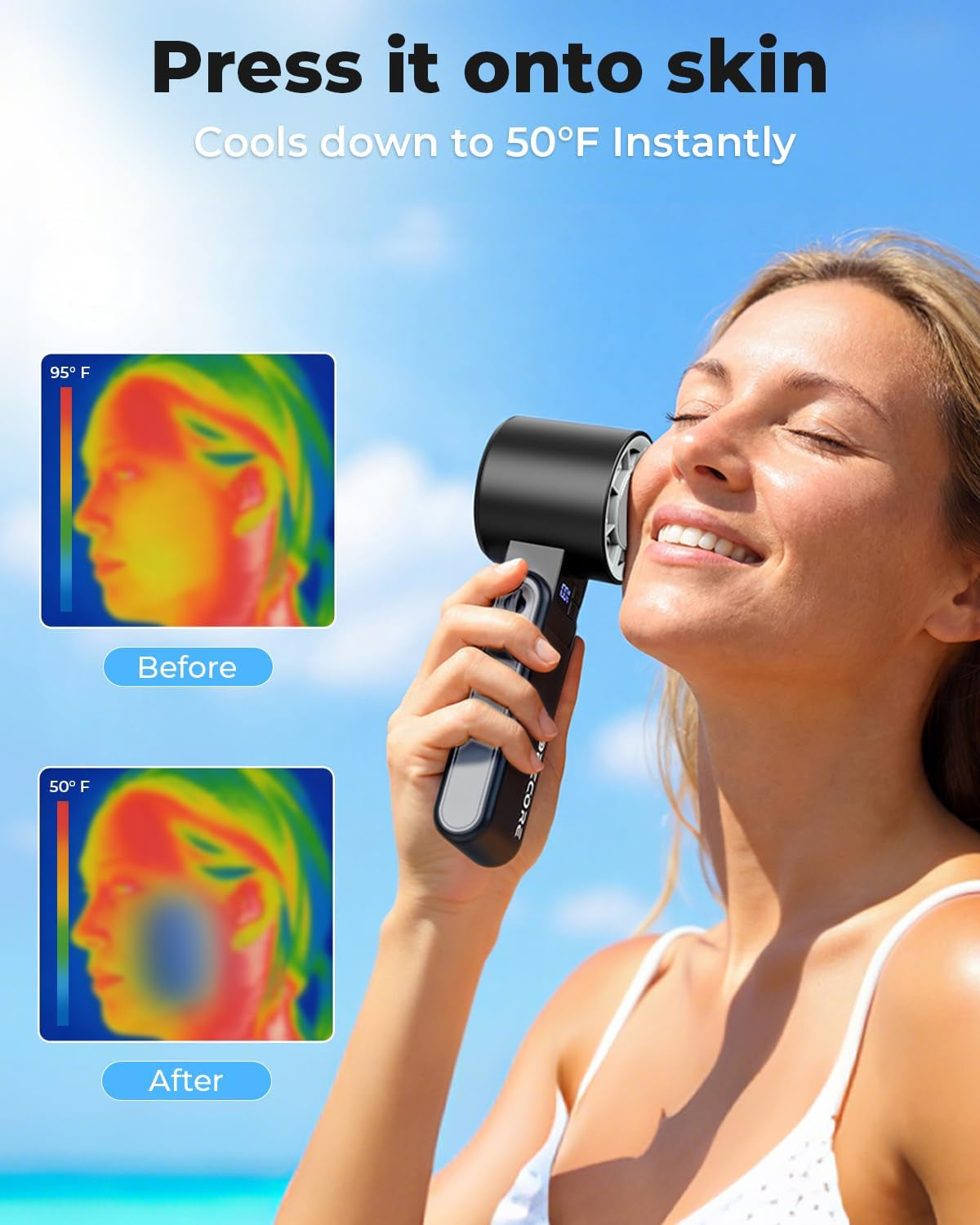 Portable Handheld Fan with Ice Cooler, [Instant Chill to 50℉], Gifts for Men Mom Women Grandma Girl Her Hot Flash, 5000Mah Cooling Fan, Camping/Cruise/Soccer Game/Travel Essentials 2026
