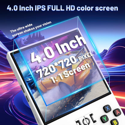 R36MAX Retro Handheld Game Console, 4.0-Inch IPS Display, 720X720 Resolution, Linux System, 64GB Support 18,000+ Classic Games, 4000Mah Battery, with Portable Case(White 64GB)
