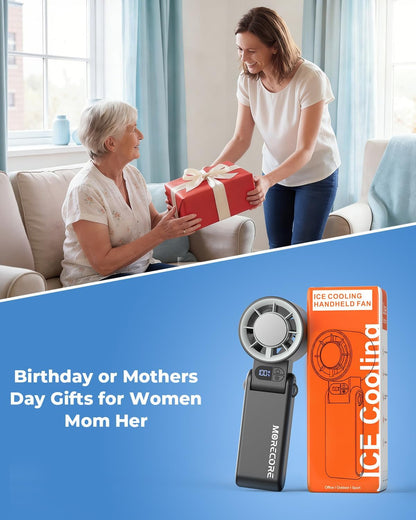 Portable Handheld Fan with Ice Cooler, [Instant Chill to 50℉], Gifts for Men Mom Women Grandma Girl Her Hot Flash, 5000Mah Cooling Fan, Camping/Cruise/Soccer Game/Travel Essentials 2026