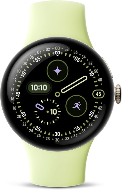 Google Pixel Watch 4 (41Mm) - Android Smartwatch- Heart Rate,Sleep & Fitness Tracking -30-Hour Battery -Google AI -Champagne Gold Aluminum Case - Lemongrass Active Band - Wi-Fi -Google Pixel Watch App