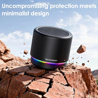 Portable Bluetooth Speaker 5.4, Mini Speaker, 12H Battery Life & Noise Reduction Mic, Metal Cover, TWS Pairing, Wireless Speaker with RGB Lights for Home/Travel/Outdoor by Music Lovers-Black