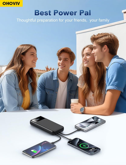 Portable Charger Power Bank 50000Mah Battery Pack, 22.5W Fast Charging Powerbank with Built in Cables,Travel Essential USB-C Portable Phone Charger for Iphone Samsung Pixel Android Ipad