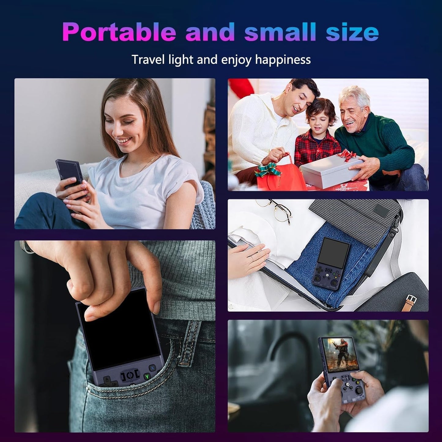 R36MAX Retro Handheld Game Console, 4.0 Inch 720X720 IPS Screen, 128GB Built-In 22000+ Classic Game, Portable Hand Held Open Source Linux System, 4000Mah Battery Retro Gaming Console(Gray 128GB)