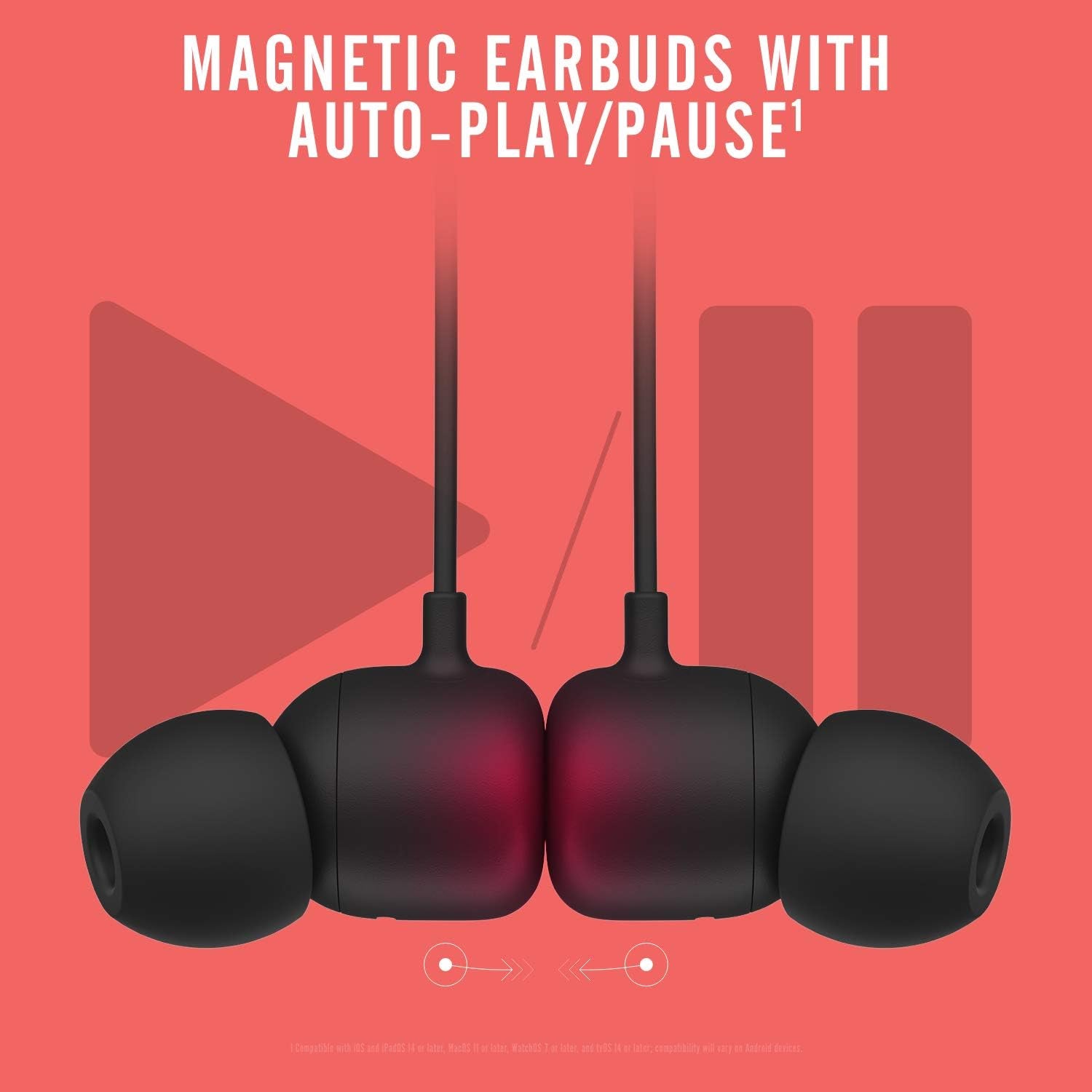 Flex Wireless Earbuds - Apple W1 Headphone Chip, Magnetic Earphones, Class 1 Bluetooth, 12 Hours of Listening Time, Built-In Microphone - Black