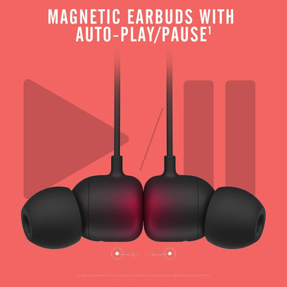 Flex Wireless Earbuds - Apple W1 Headphone Chip, Magnetic Earphones, Class 1 Bluetooth, 12 Hours of Listening Time, Built-In Microphone - Black