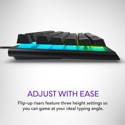 Low-Profile RGB Gaming Keyboard AW510K, Alienfx per Key RGB LED Color Backlighting, Media CONTROLS & USB Passthrough, Cherry MX Low Profile Red Switches