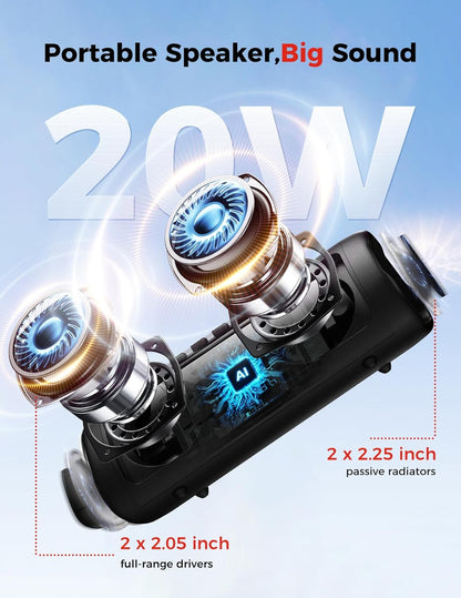 Bluetooth Speaker, 20W HD Sound, Portable Wireless, IPX5 Waterproof, up to 24H P