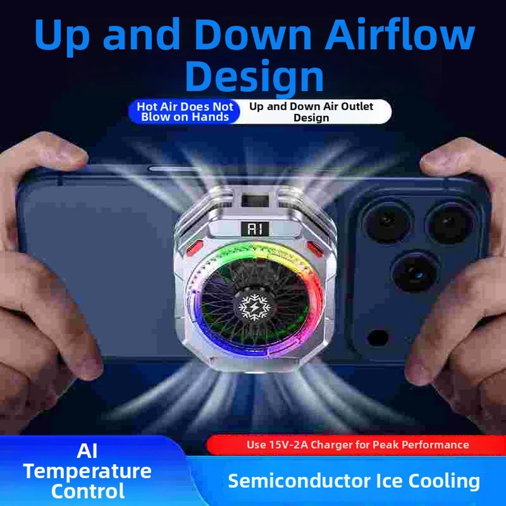 Th28-Pro Mobile Phone Heatsink for Gaming 30W AI Cooling Phone Back Clip Radiator with Adjustable Modes & LED Effects